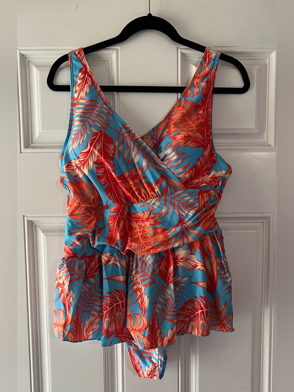 Tropical Blue & Coral One-Piece Swimdress